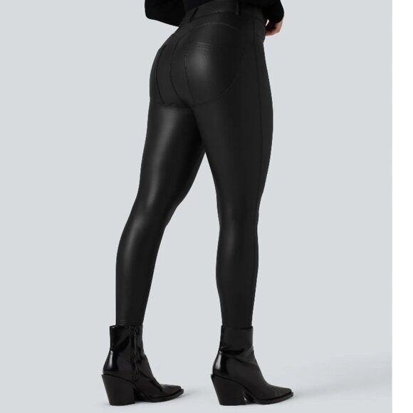 HALARA Pants - Halara Faux Leather Leggings with Pockets